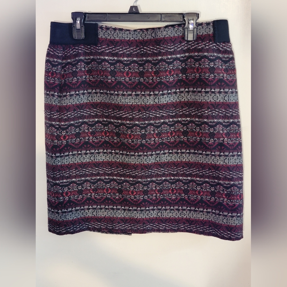 J. Jill Patterned Black and Red Women's Skirt Size Medium